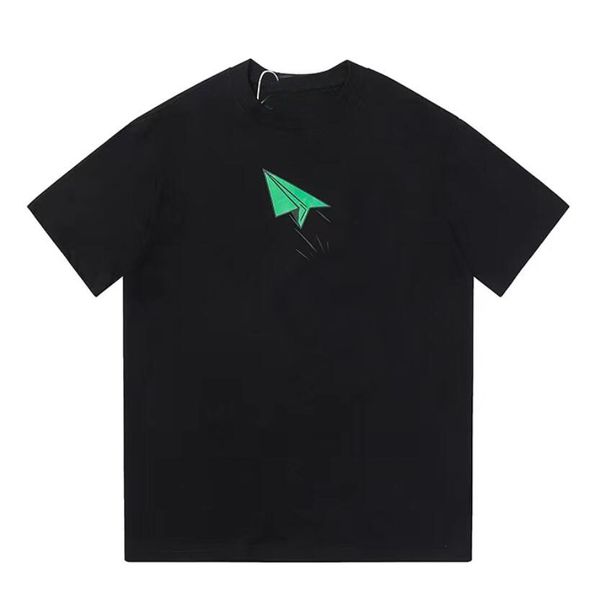Herren-T-Shirts, Designer-T-Shirt, lässiges T-Shirt mit Papierflieger-Aufdruck, Baumwolle, Rundhalsausschnitt, T-Shirt für Männer und Frauen, einfaches Kurzarm-T-Shirt