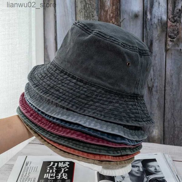 Шляпы с широкими полями Ведро Новая шляпа-ведро унисекс модный дизайн из потертой джинсовой ткани мужская Панама женская летняя навес для отдыха на открытом воздухе зонтик для рыбака Q240312