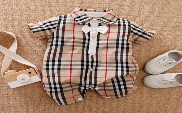 Recém-nascido bebê menino roupas de manga curta xadrez roupas recém-nascidos macacão carters gêmeos macacões infantis crianças babygrow coisas crianças7526774