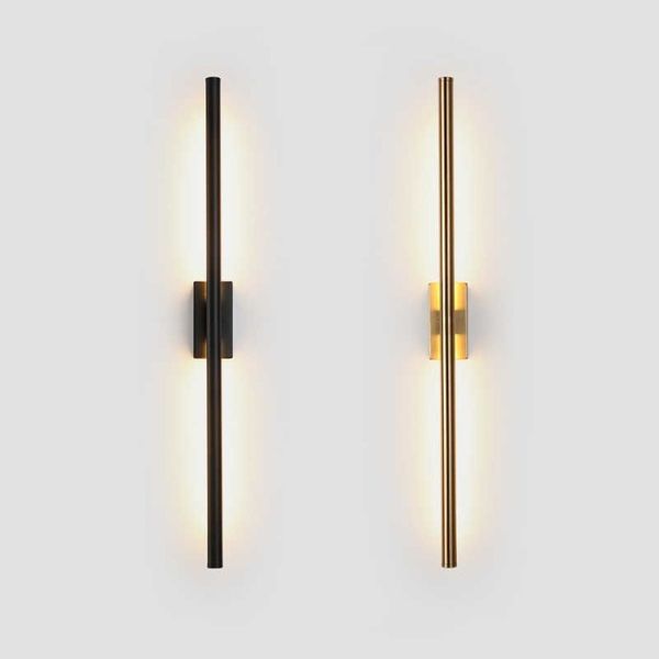 Lampada da parete moderna a LED a tubo lineare semplice su sfondo basso applique da parete di fronte LED comodino foyer corridoio oro nero LED applique 21313G