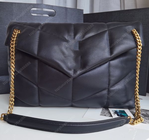 Modische Satteltasche, gesteppte Tasche, klassische Klappentasche, Damen-Luxus-Designer-Taschen, Messenger-Handtasche, hochwertige 30 cm Schaffell-Wolkentasche, Geschenkbox-Verpackung, mittelgroße Tasche