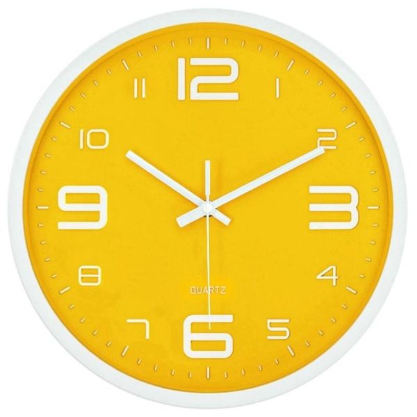 Grande relógio de parede digital silencioso nórdico criativo amarelo moderno casa simples clock2420