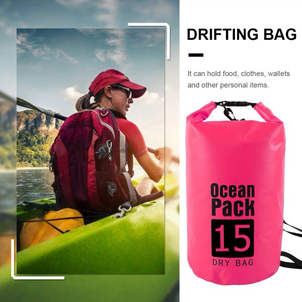 10/15L Drybag Borsa da nuoto impermeabile Sacco asciutto Borsa impermeabile impermeabile per kayak Rafting Canottaggio Pesca Borse per attrezzi all'aperto