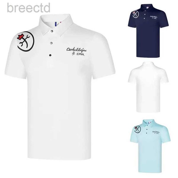 Polos masculinos camisa polo manga curta camiseta esportiva treinamento respirável poliéster/elastano roupas ldd240312