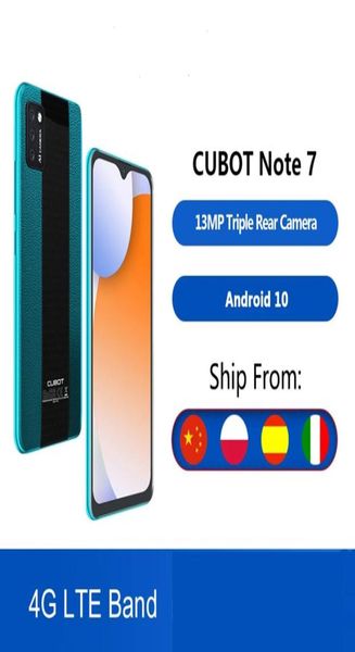 Смартфон Cubot Note 7, тройная камера, 13 МП, 4G LTE, 55-дюймовый экран, 3100 мАч, Android 10, две SIM-карты, мобильный телефон, разблокировка лица9351843