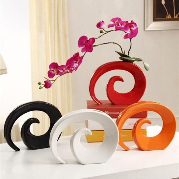 Vasos de moda moderno vaso de cerâmica para decoração de casa vaso de mesa branco vermelho preto laranja cor escolha253w