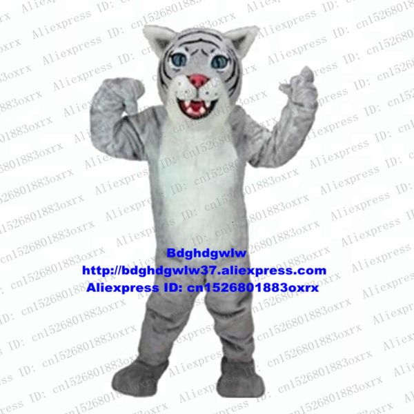 Trajes de mascote longo pele tigre branco adulto personagem dos desenhos animados terno traje vestido como mascote festival celebração zx2747