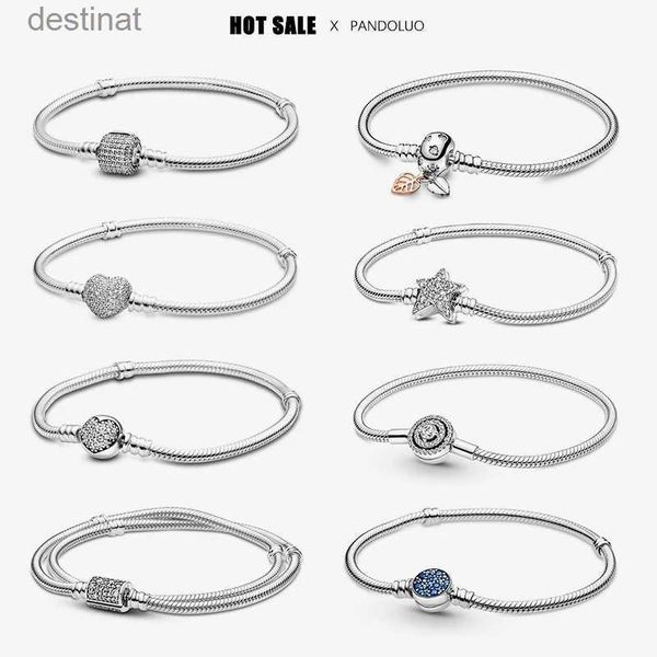 Perlen 2024 Heißer Verkauf Herzförmige Schlangenkette Charm Silber Armband Frauen Schmuck Geburtstag Party Feines Geschenk Passt Original Anhänger BeadsL24213