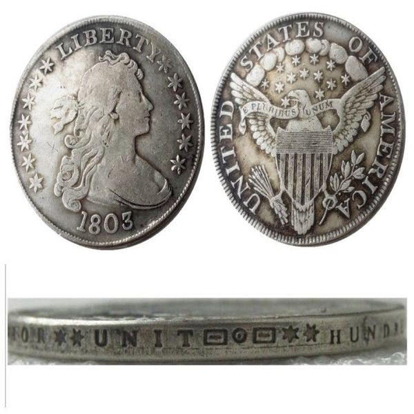 EUA 1803 busto drapeado dólar águia heráldica banhado a prata cópia moedas artesanato de metal fábrica de fabricação 271i
