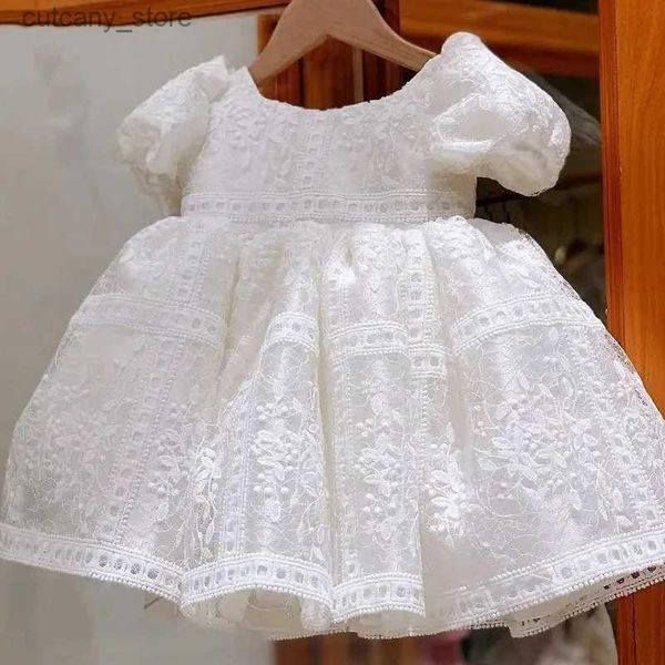 Vestidos da menina bebê menina vestido oco laço princesa crianças casamento aniversário algodão vestido de baile bebê batismo vestidos de festa para o verão 1-5 anos l240311