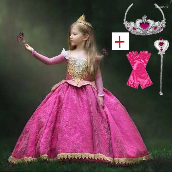 Mädchen Kleider Kinder Cosplay Prinzessin Halloween Canival Zubehör Sets Floral Vintage Stickerei Baby Mädchen 4-10 Y Vestidos