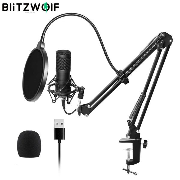 Mikrofone BlitzWolf BWCM2 Kondensatormikrofon USB-Mikrofon Audio Dynamic System Kit Cantilever Bracket Antispray Net Set Sound Record