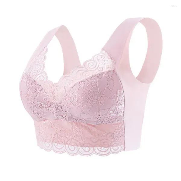 Reggiseni Reggiseno senza fili in pizzo Tracolla larga Push Up Imbottito Sport per le donne Taglie forti Anti-inceppamento Morbido elastico Traspirante