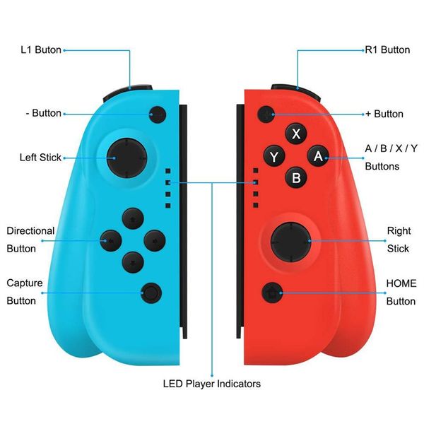 Controladores de jogo Bluetooth sem fio de alta qualidade para Nintend Switch NS Esquerdo e Direito Joy-con Somatosensory Gamepad Joystick com embalagem de varejo