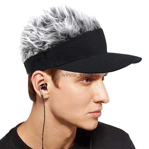 Bola Caps Unisex Boné de Beisebol de Golfe com Falso Flair Cabelo Cap Sun Visor Fun Toupee Chapéus Mens Mulheres Cabelos Cravados Peruca Ajustável HatL2403