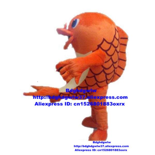 Costumi mascotte Costumi mascotte Pesce rosso giallo-arancio Pesce dorato Carpa comune Ciprinide Costume mascotte Personaggio adulto Taglio del nastro Cere Fossick Zx178