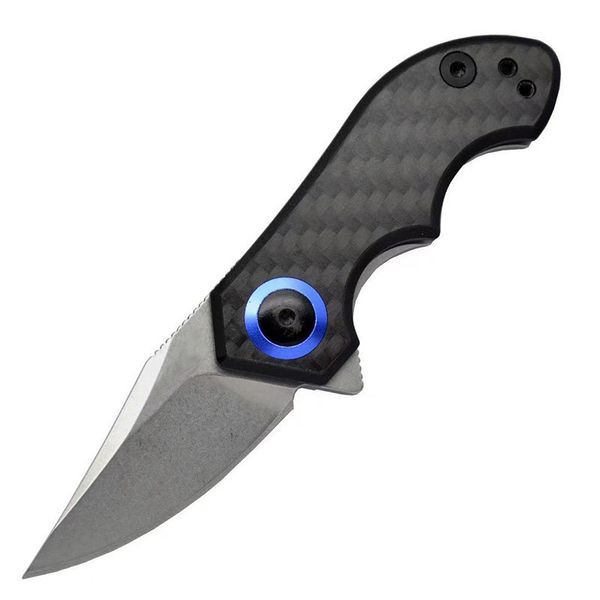 Offerta speciale H0022 Coltello pieghevole Flipper di alta qualità CPM-20CV Lama Stone Wash in fibra di carbonio con manico in acciaio inossidabile Cuscinetto a sfere Coltelli tascabili EDC