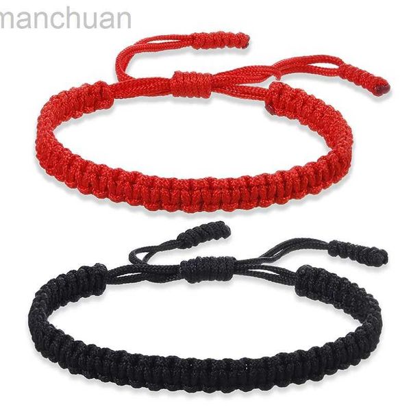 Bracciale fatto a mano Nero Rosso Corda spessa Bracciale con nodo per donna Uomo Stile etnico retrò Buddha tibetano Catena a treccia Coppia Amicizia Gioiello ldd240312