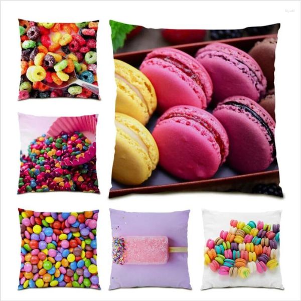 Kissen Süßigkeiten Essen Jelly Beans Druck Kissenbezug Home Decor Geschenk Überwurfbezug Wohnzimmer 45x45 einseitig E0825