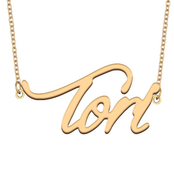 Collana con nome Tori Ciondolo con targhetta personalizzata per donne, ragazze, regalo di compleanno, bambini, migliori amiche, gioielli, acciaio inossidabile placcato oro 18k