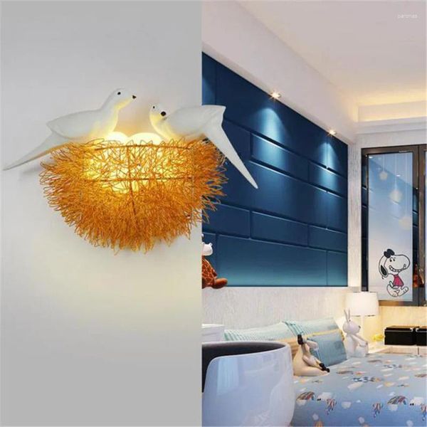 Настенный светильник, современный креативный алюминиевый птичий гнездо, светодиодные светильники, индивидуальное искусство, детская спальня, кабинет, декоративные