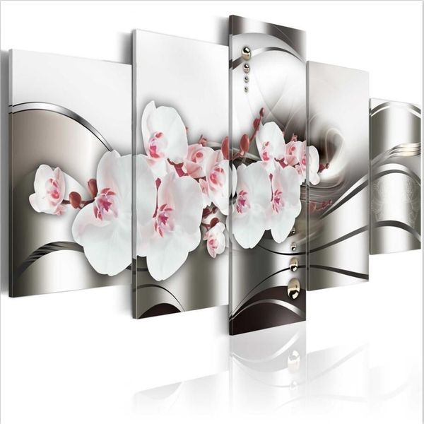 Schöne Orchidee, ohne Rahmen, 5-teiliges Set, verkaufen Schönheit der Orchidee, modernes Zuhause, Wanddekoration, Gemälde, Leinwanddruck, Kunst, HD-Druck, Gemälde 241 K