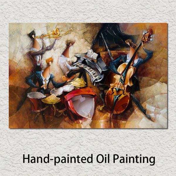 Pintura a óleo artística de lona Rhythm Jazz pintado à mão Modern Abstract Art Obra para decoração de parede de quarto296Q