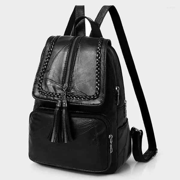 Schultaschen 2024 Marke Minimalismus Weibliche Rucksack Pu-leder Jugend Frauen Bagpack Schöne Mode Mädchen Casual Rucksäcke Dame Umhängetasche