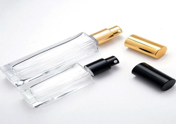 10ml 20ml Limpar Frascos de Spray de Perfume de Vidro Portátil Recipientes Cosméticos Vazios com Atomizador Ouro Prata Cap Spray Garrafas LX28735464969