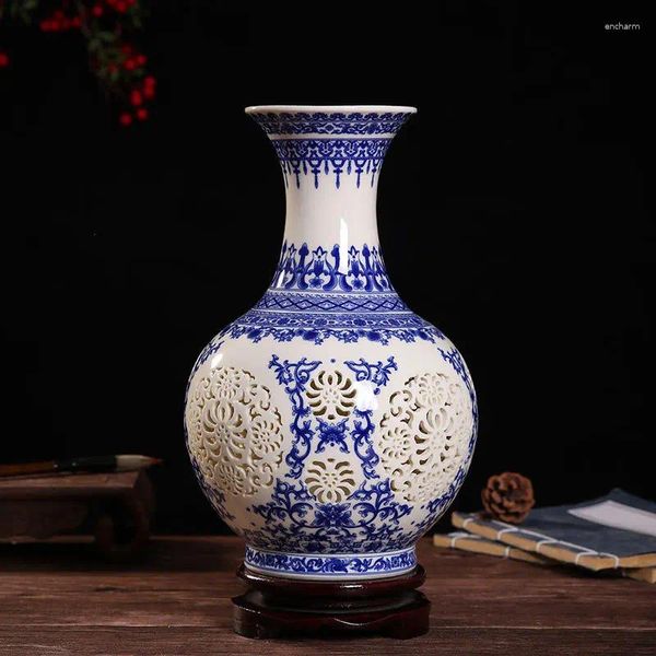 Vasi Vaso in ceramica Scavato Cuore Bottiglia Soggiorno Ufficio Cinese antico decorativo Artigianato Ornamenti in porcellana