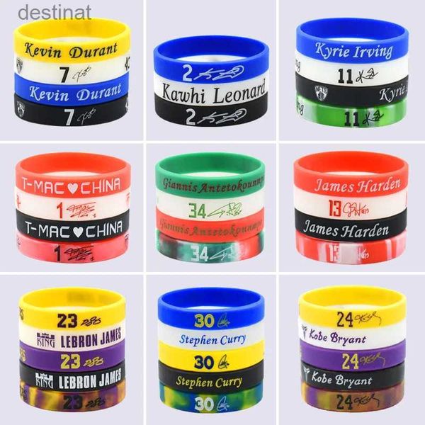 Bracciale in silicone con nome stella da basket con consegna rapida in rilievo per braccialetti da basket moda uomo studente sportivo con effetto luminosoL24213