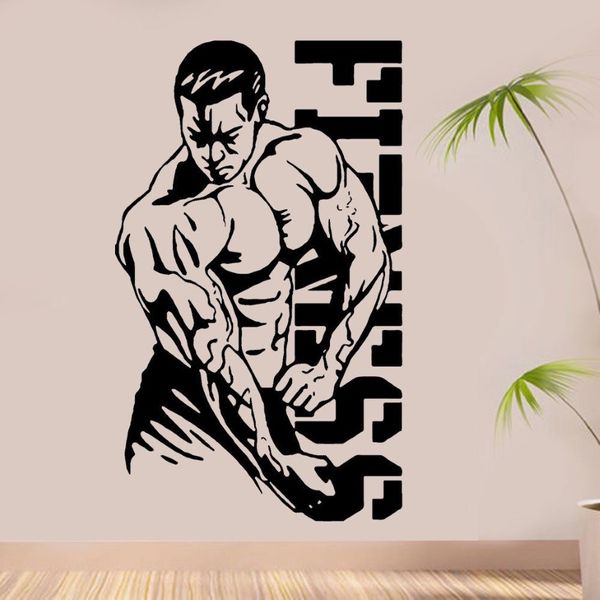 ADESIVO DE PAREDE GRANDE DE GINÁSIO PERSONALIZADO Pesos Pesados Fitness Decal Art Decor Mural Removível E664 201201226v