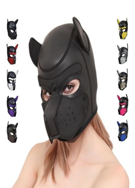 Sexy cão bdsm bondage filhote de cachorro jogar capuzes escravo borracha filhote de cachorro máscara fetiche jogos adultos casais sm flertando jogos brinquedos para capuzes eróticos t21296638