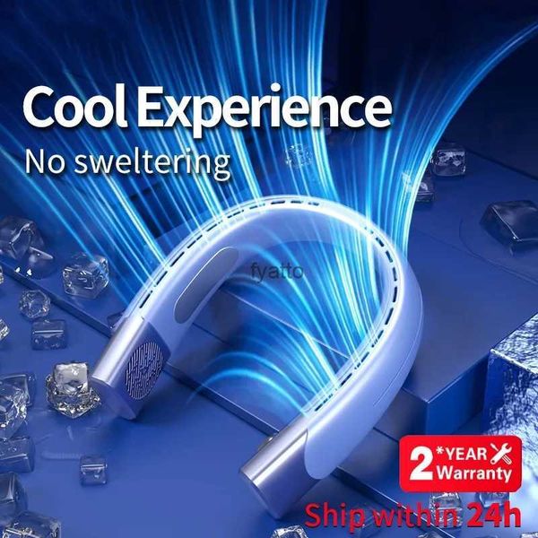 Elektrik Fanları Yeni Boyun Fan Taşınabilir Soğutucu USB Şarj Mini Elektrikli Küçük Soğutma 6000mAh Outdoorh240313