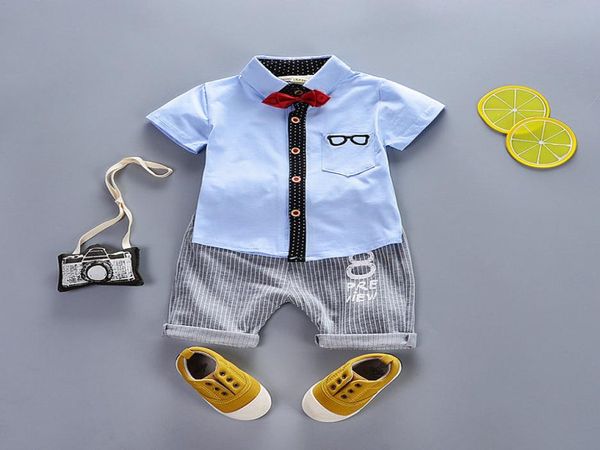 Kinder Baby Jungen Kleidung Kleidung Sets Sommer Kleinkind Junge Kurzarm Hemd Hosen Outfits Anzüge Kleinkind Kind Fliege Outfit track3060284