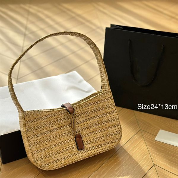 Moda Straw Tote Çanta Mektubu Kadınlar Çanta Açık Rekreasyon Tasarımcı Çanta Örgü Hobo Çanta Kovası Lüks Totebag