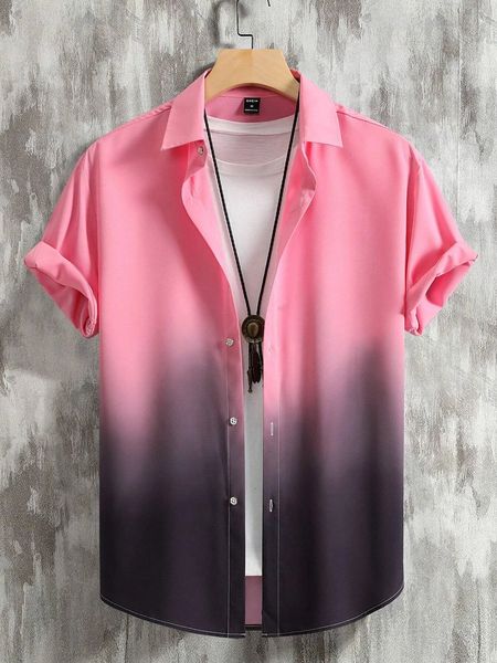 Herrenhemd Sommerkleidung Farbverlaufsdesign Grafik 3D-Druckhemden Kurzarmoberteile Streetwear Lose lässige Hawaiihemden 240312