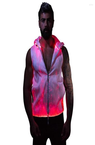 Men039s Hoodies Glowing Party Wearing Jacket Luminous And Colors Change Rave Festival Clothes LED Hoodie Sleeveless Zipper7536183