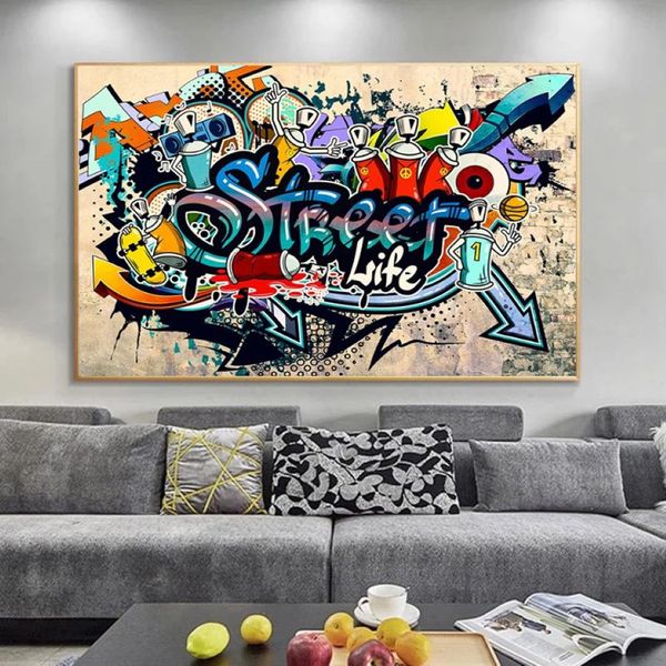 Kunstwerk Graffiti Kunst Street Pop Poster Leinwand Malerei Poster und Drucke Cuadros Wohnzimmer Home Dekoration Wandkunst3361