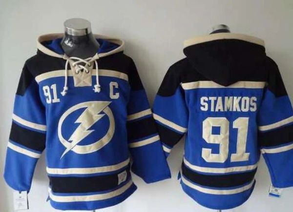 Personalizzato Uomo Donna Gioventù Tampa''Bay''Lightning''91 stamkos blu Maglie con cappuccio Hockey Felpe con cappuccio Maglie Felpe personalizza il numero del nome