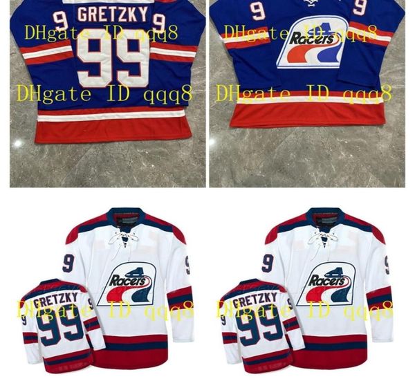 99 Wayne Gretzky WHA Racers Jersey Blu Bianco 197879 Vintage Stitched qualsiasi nome numerico Retro Hockey Jersey6934117