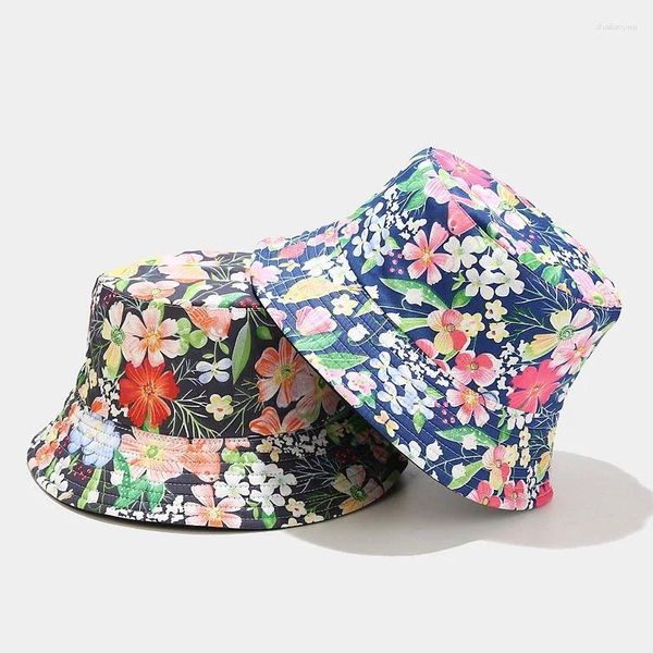 Berets Mode Gestickte Eimer Hut Kuh Frauen Transparente Spitze Blume Strand Panama Hüte Top Snapback Daisy Sun Cap Sommer