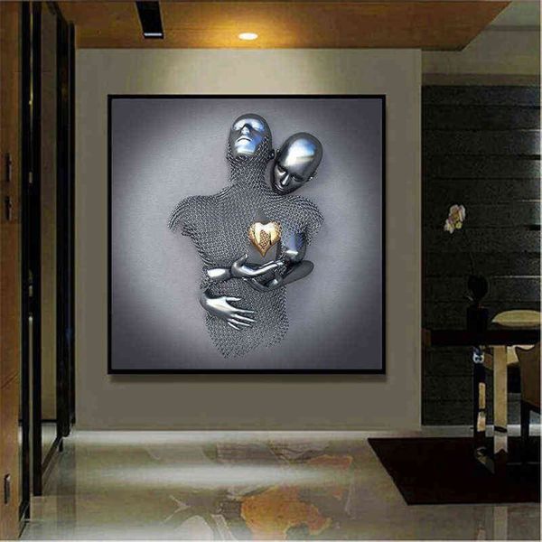 Figura de metal romântica estátua arte quadro pintura em tela 3d cartazes abstratos e impressões fotos de parede sala de estar decoração de casa h1281w