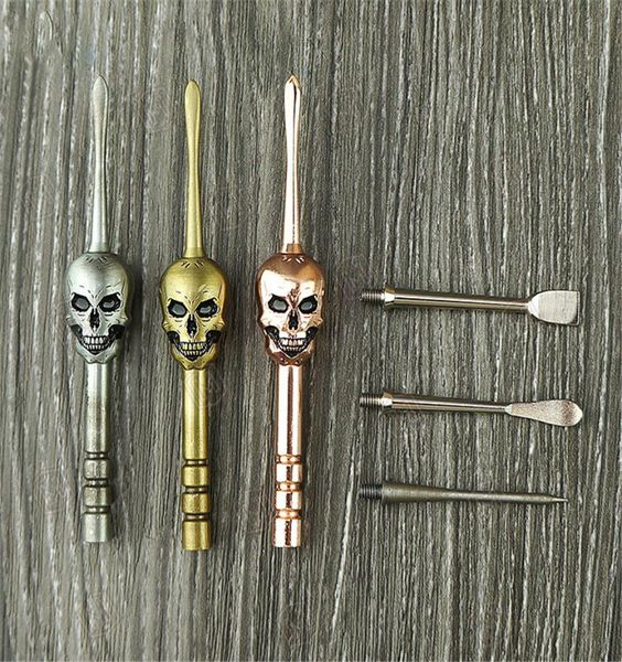 Tabacco Dab Tool Skull Bone Cera Olio Vaporizzatore Fumo Erbe Rimozione Bastone per pulizia per pipe da fumo Bong Nails Badge Style5533402