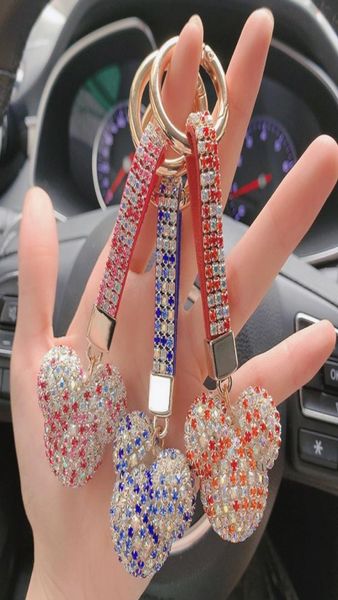 Rhinestone Diamond Keychain Karikatür Fare Tasarım Anahtarlama Moda Kristal Anahtarlıklar Sevimli Ana Zincir Çantası Cazibe Kolye Butik Araba K5238280