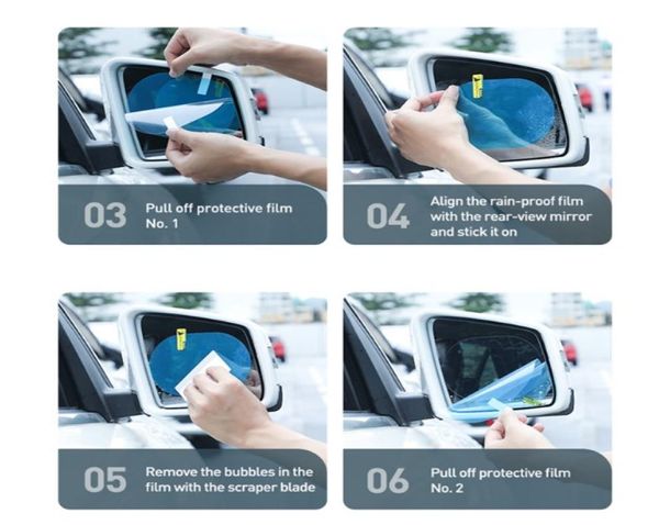 Baseus 2 peças 015mm película protetora para espelho retrovisor de carro anti janela folhas à prova d'água adesivo de proteção para carro 9625086