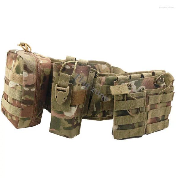 Set di cinture da battaglia tattiche Molle per supporto lombare Set da caccia per uomini da guerra militare con custodia per strumenti telefonici per tiro