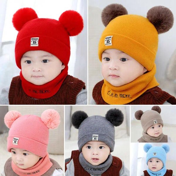 Hüte Kinder Baby Jungen Mädchen Kinder Säugling Winter Bommel Ball Strickmütze Mütze Beanie Bonnet