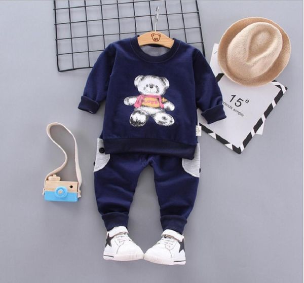 Primavera autunno abiti nuovi bambini abbigliamento per bambini Set cotone Cartoon piccolo orsetto 2 pezzi casual neonate ragazzi tuta sportiva6775953