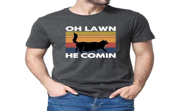 Men039s TShirts Graphic Black Cat Chonk Oh Lawn He Comin Funny Gift Top Tee1915672